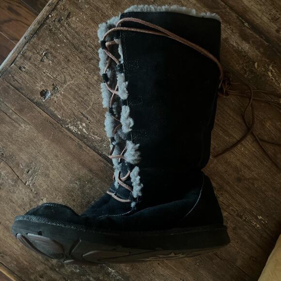 Vintage Hippy Festival Womens black suedelace up Appalachian Uggs 9W - Picture 1 of 6